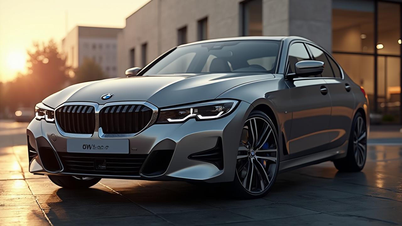 Moderne und stilvolle BMW 3er Limousine auf der Straße
