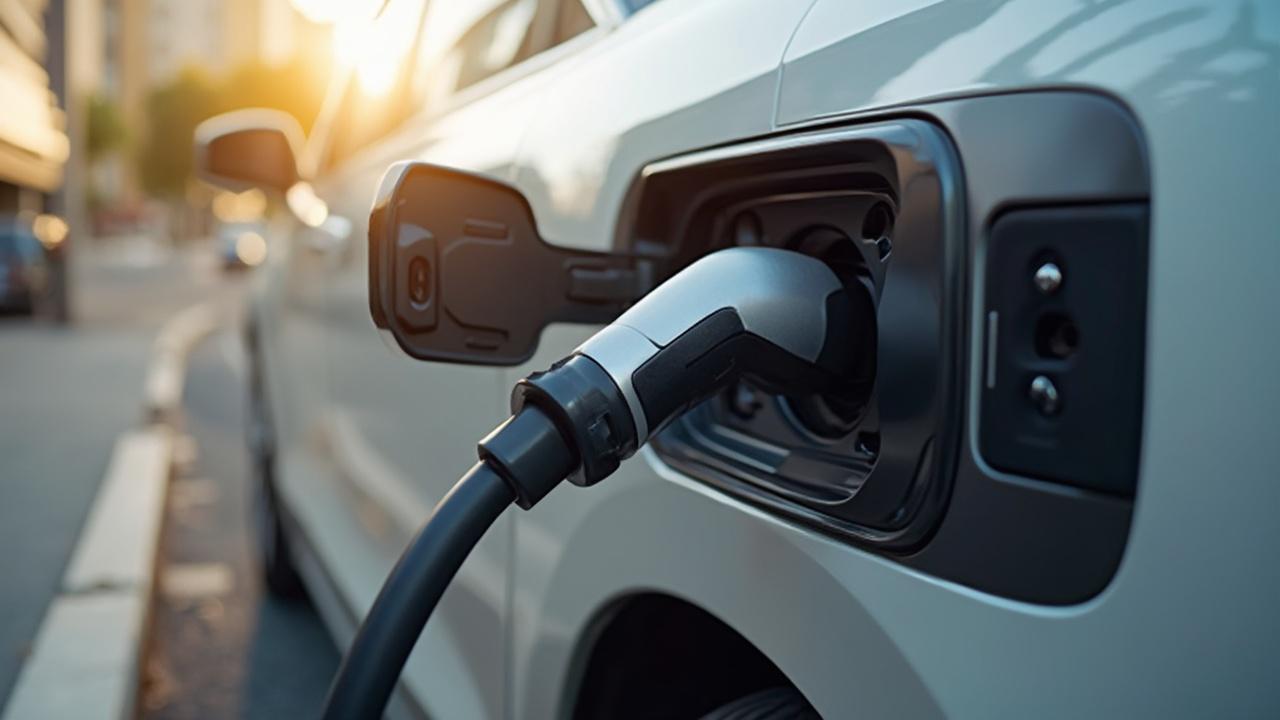 Ein Elektroauto wird an einer Ladestation aufgeladen.