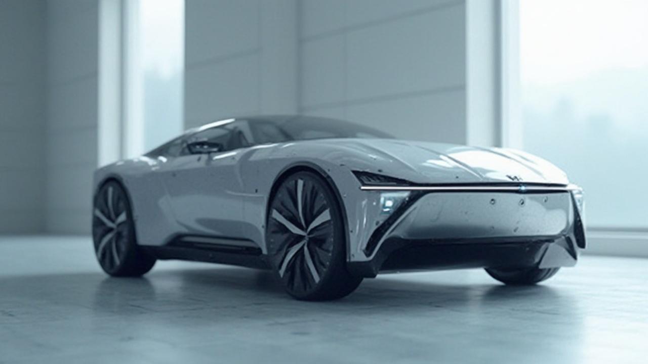 Ein hochmodernes, kantiges Elektroauto mit innovativen Designmerkmalen.