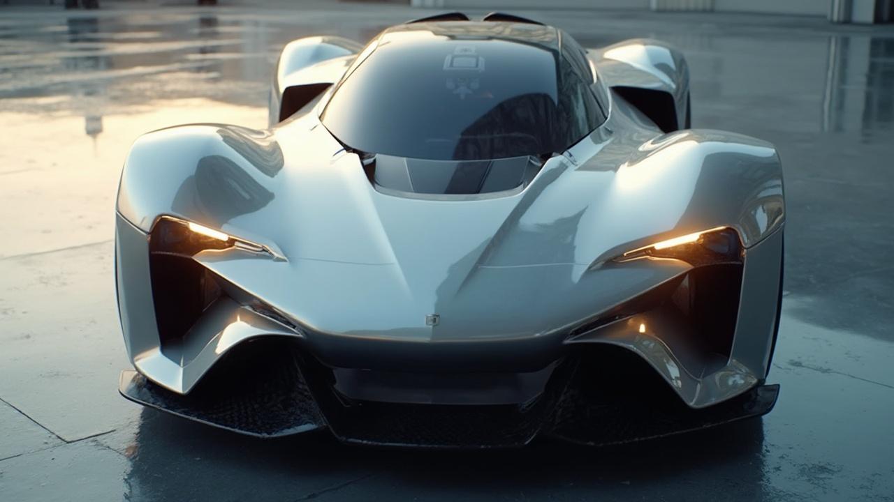 Atemberaubendes, futuristisches Design eines weißen Supersportwagens