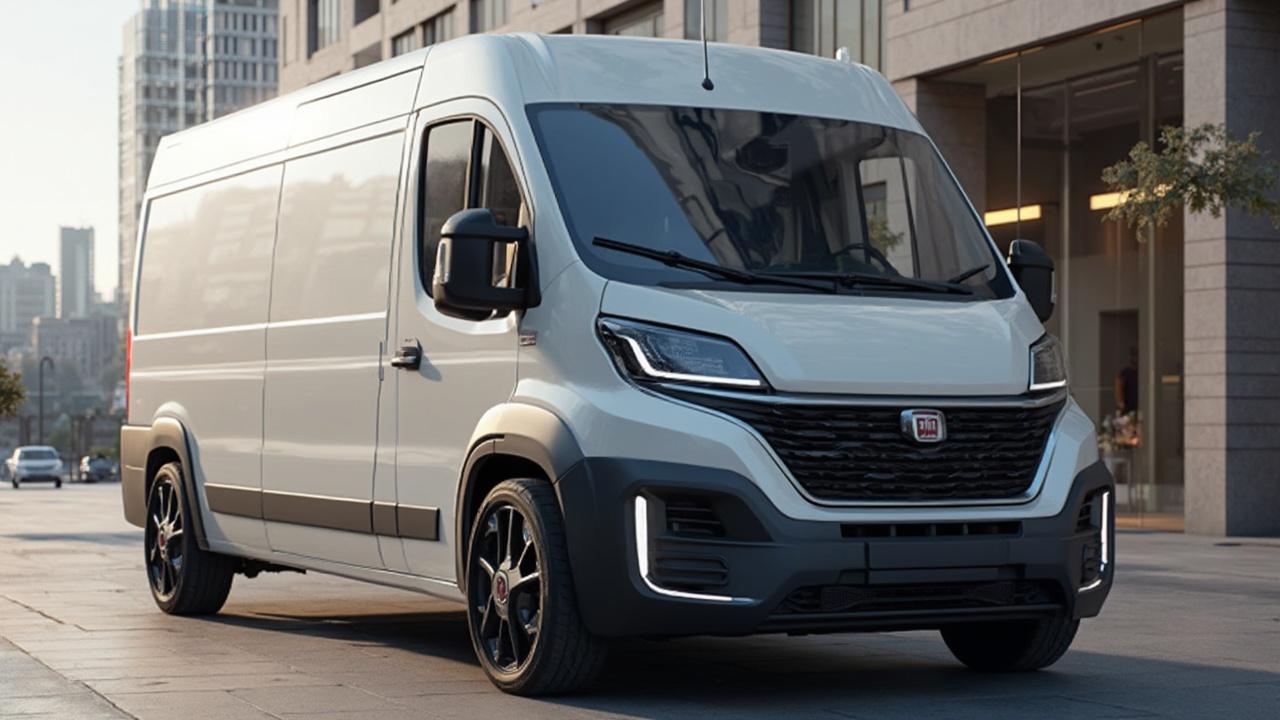 Stilvoller, grauer Lieferwagen mit fortschrittlichem Design