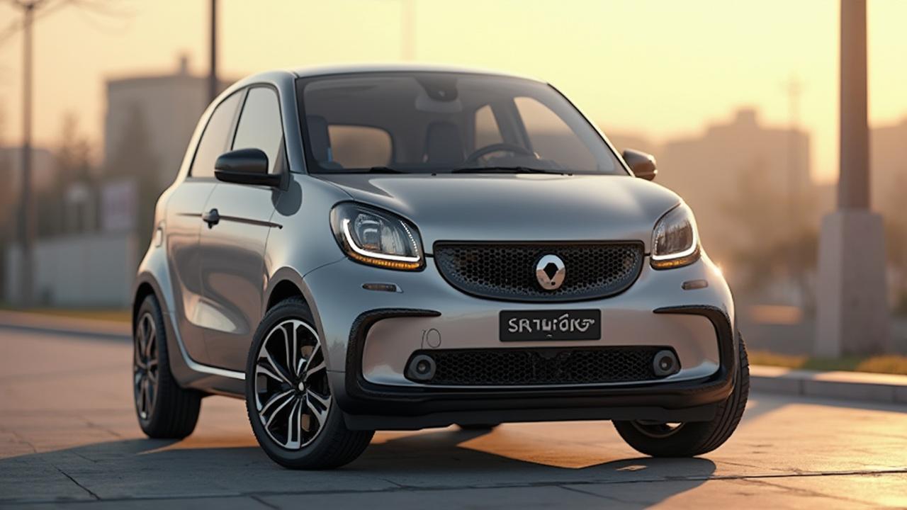 Kompakter Stadtflitzer mit Sportwagen-Design in der Abenddämmerung